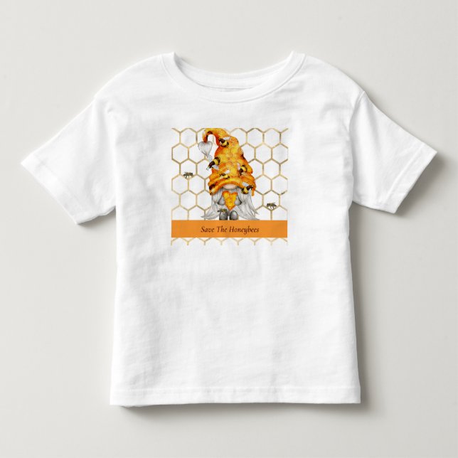 Toddler Tee Shirt for Girl, or Boy Honeybee Gnome (Front)