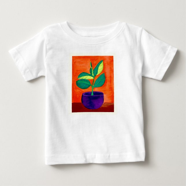 Toddler Whimsical Painted Potted Plant Art T-Shirt (Front)