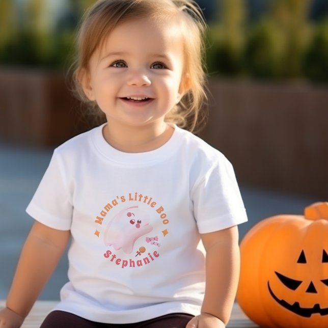 Toddler's Cute Pink Ghost Mama's Little Boo  Toddler T-shirt (Toddler's Cute Pink Ghost Mama's Little Boo Toddler T-shirt)