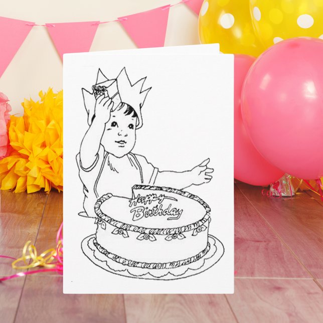 Toddlers Fun DIY Color-In Birthday Card (Happy Birthday Toddler Card)