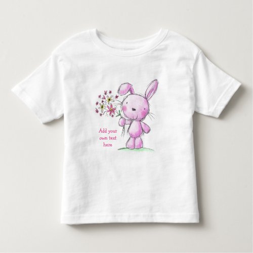 TODDLERS T_SHIRT Cute pink rabbit  custom text