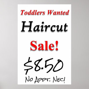 Toddler's Wanted Haircut Sale Beauty Salon Poster
