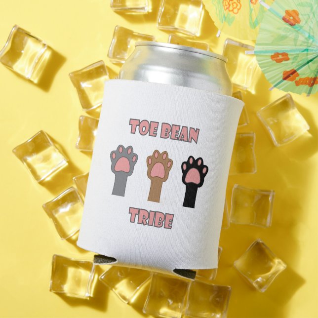 Toe Bean Tribe Cute Kitty Cat Paws Pink Can Cooler (In Situ Summer)