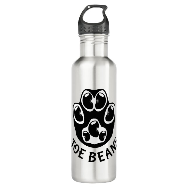 Toe Beans - Black Beans Stainless Steel Water Bottle (Front)