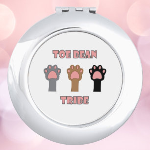 Toe Beans Cute Cat Paws PInk Letters Compact Mirror