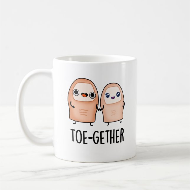 Toe-gether Funny BIg Toe Pun  Coffee Mug (Left)