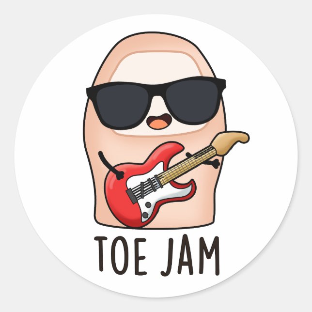 Toe Jam Funny Big Toe Music Pun   Classic Round Sticker (Front)