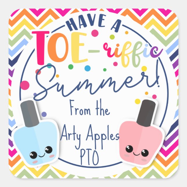 toe-riffic summer nail products square sticker (Front)