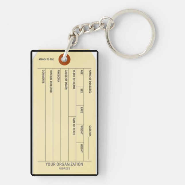 Toe Tag Key Chain (Back)