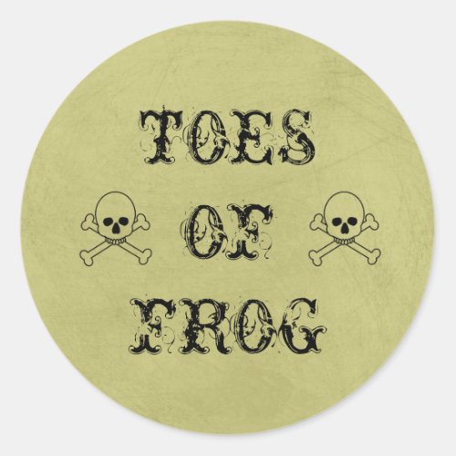 Toes Of Frog Label Halloween Candy Bar