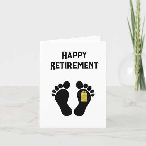 Toes Silhouette With Toe Tag Retirement Card