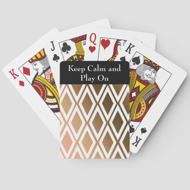Toffee Brown and White Diamond Pattern Poker Cards (Back)
