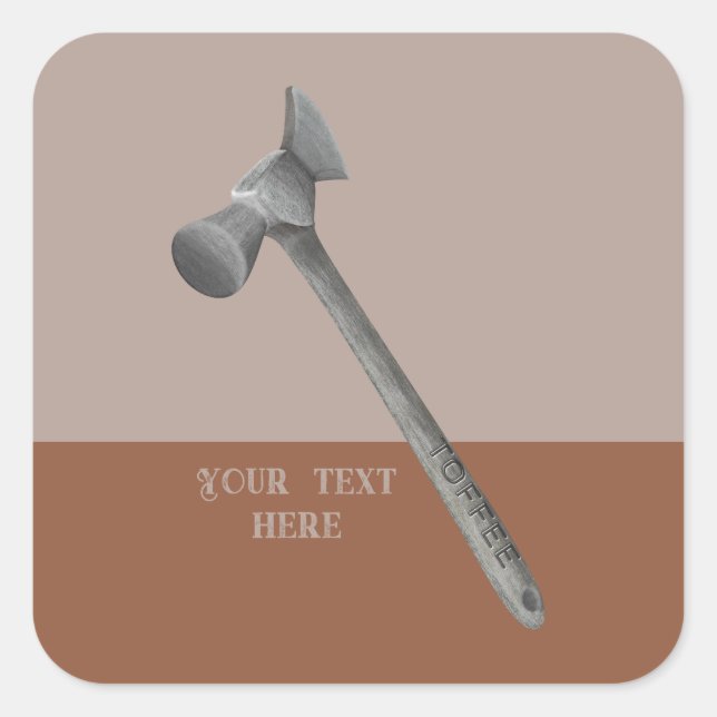 Toffee hammer illustration square sticker (Front)