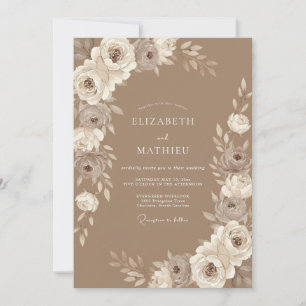 Toffee Organic Rustic Wedding Invitation