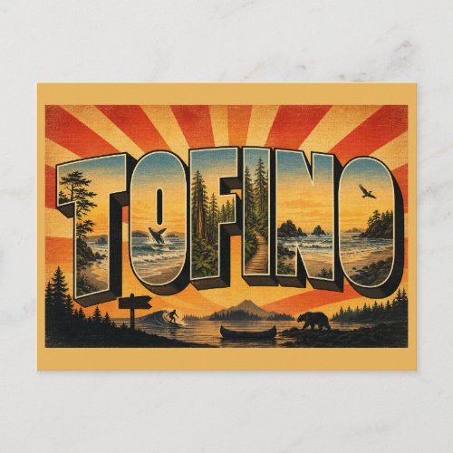 Tofino BC Beach Rainforest Pacific Ocean Art Postcard