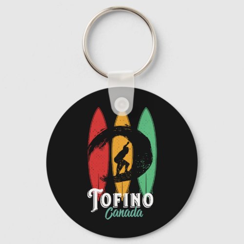 Tofino Canada Beach Vintage Retro Surfing Keychain