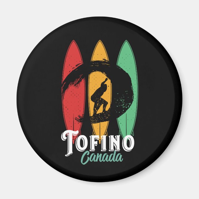 Tofino Canada Beach Vintage Retro Surfing Magnet (Front)
