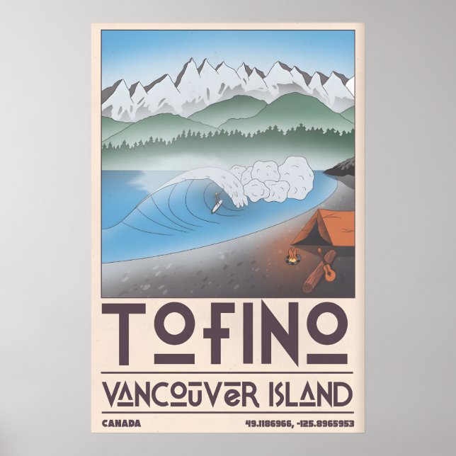 Tofino Coastal Art Print Surfer, Pine Forest (Front)