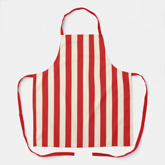 Tofu Cream Postbox Red Stripes Apron (Front)