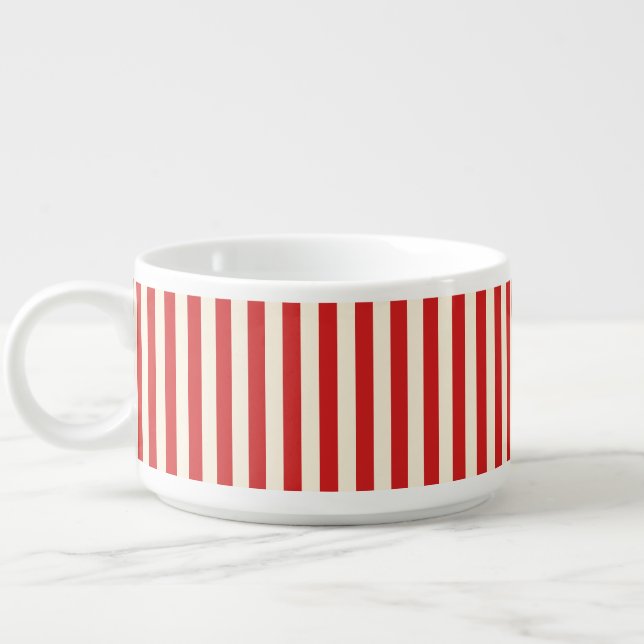 Tofu Cream Postbox Red Stripes Bowl (Right)