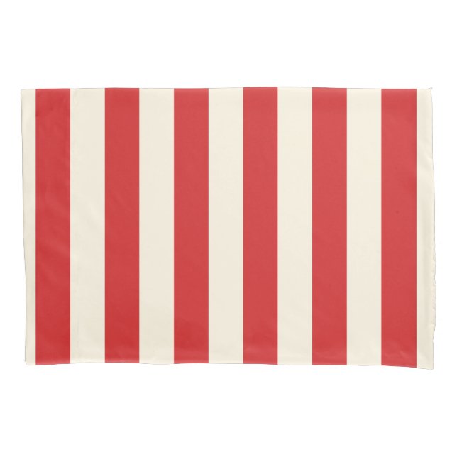 Tofu Cream Postbox Red Stripes Pillow Case (Front)