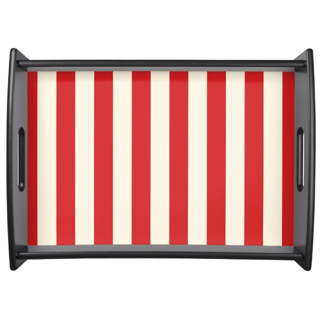 Tofu Cream Postbox Red Stripes Serving Tray (Front)