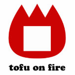 📛 tofu on fire cutout<br><div class="desc">tofu on fire 📛 - Japanese Name Badge Visual Pun

Globe Trotters specialises in idiosyncratic imagery from around the globe. Here you will find unique Greeting Cards,  Postcards,  Posters,  Mousepads and more.</div>