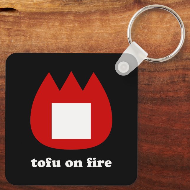📛 tofu on fire keychain (Back)
