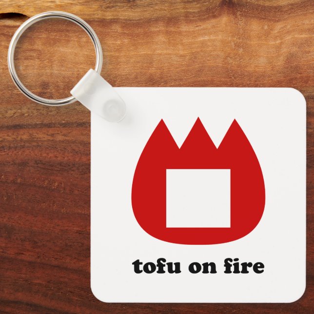 📛 tofu on fire keychain (Front)