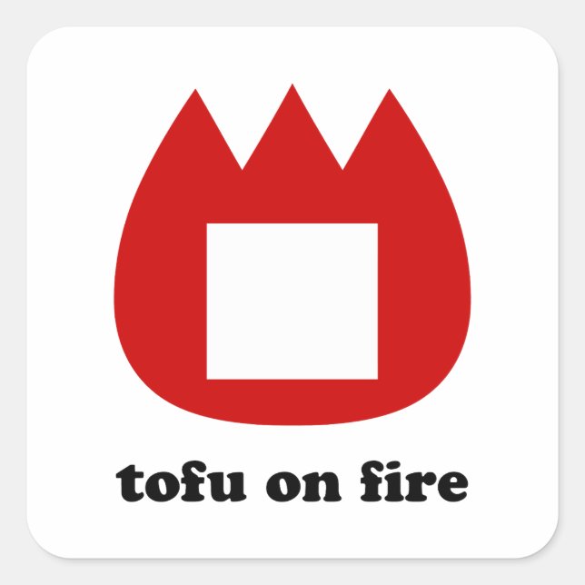 📛 tofu on fire square sticker (Front)