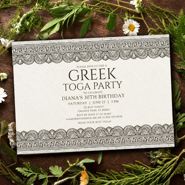 Toga Birthday Party Invitation with stone elements (Creator Uploaded)