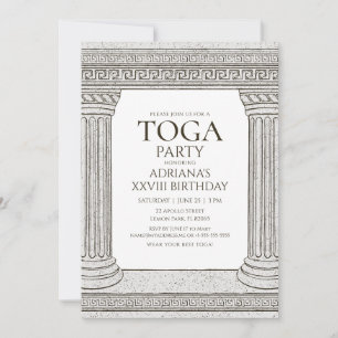 Toga Party Birthday Invitation with Roman Theme