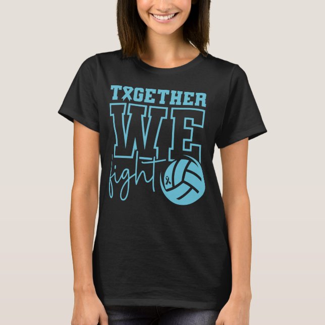 Togather We Fight Volleyball Diabetes Awareness T-Shirt (Front)