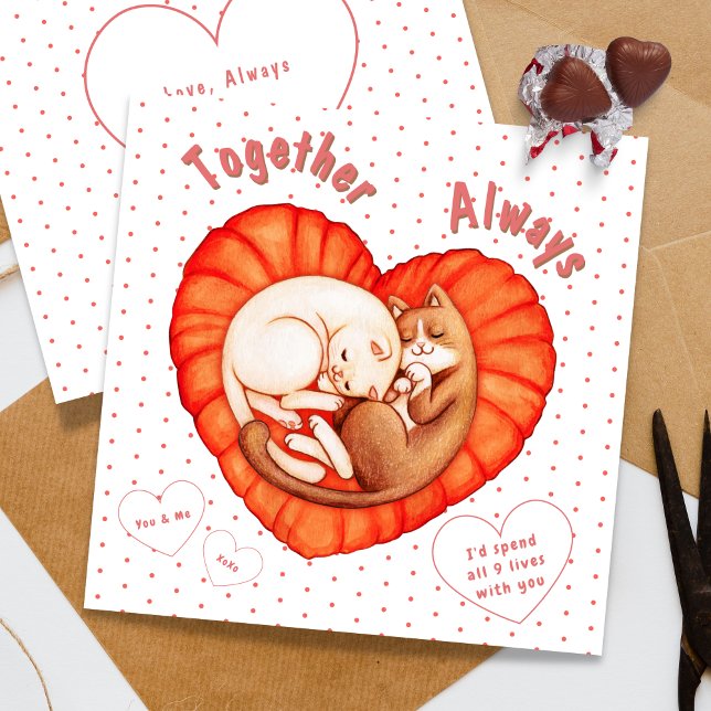 Together Always Cute Cats Heart Card (Together Always Cute Cats Heart Card)