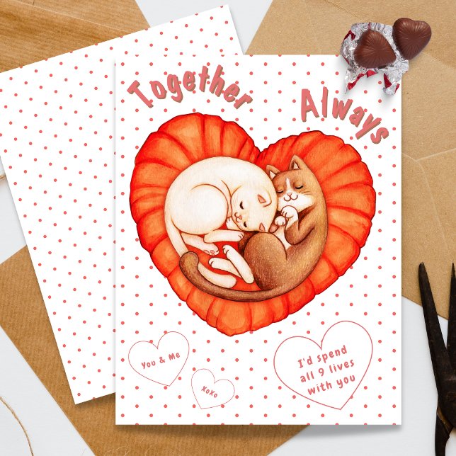 Together Always Cute Cats Heart Card (Together Always Cute Cats Heart Card)
