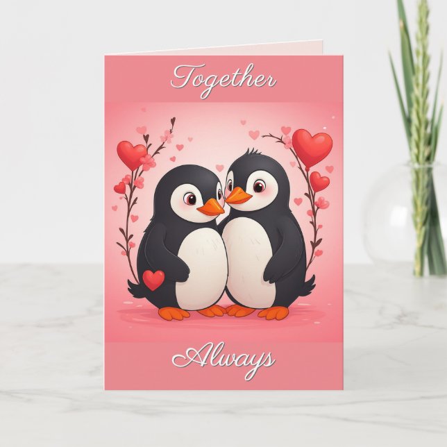 Together Always Penguin Love Valentine's Day Card (Front)