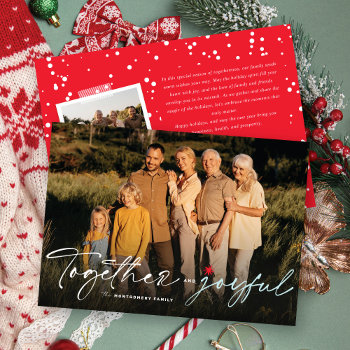 Together And Joyful Handwriting Typography Photo Holiday Card by fat_fa_tin at Zazzle