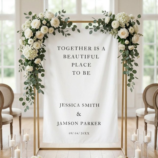 Together beautiful place to b Wedding Welcome Sign Tapestry (Creator Uploaded)