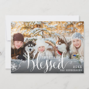 Together Blessed Family Photo Snow Christmas Holiday Card