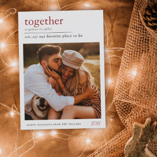 Together Dictionary Definition Holiday Photo Card
