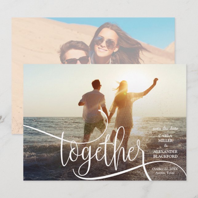 TOGETHER Elegant Photo Wedding Save The Date (Front/Back)