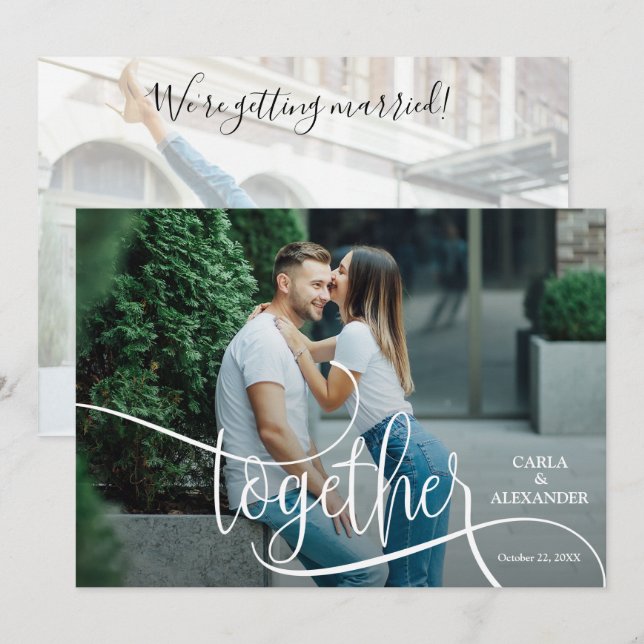 TOGETHER Elegant Photo Wedding Save The Date (Front/Back)