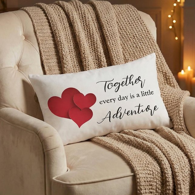 Together Every Day Adventure Valentines Day Quote Lumbar Pillow (Creator Uploaded)