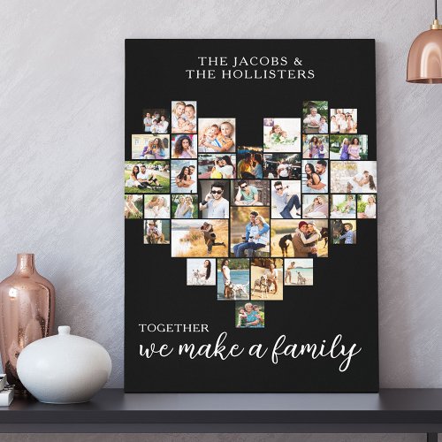 Together Family Heart Shaped 36 Photo Collage Canv Canvas Print