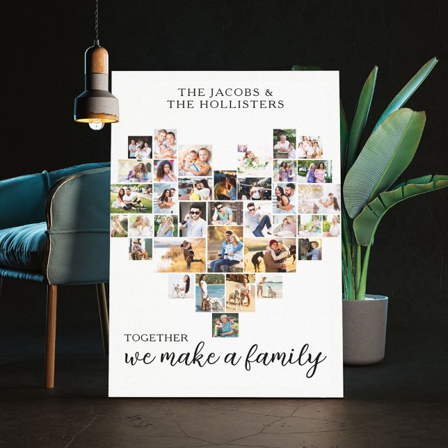 Together Family Heart Shaped 36 Photo Collage Canvas Print (Creator Uploaded)