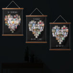 Together Family Name Heart Shape 87 Photo Collage Hanging Tapestry<br><div class="desc">Custom photo display on large wall hanging, further personalized with your family names and custom text, such as "together we make a family". The photo template displays your pictures in a heart shaped photo collages which hold 29 images each, for a total of 87. Your photos are displayed in a...</div>