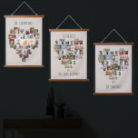 Together Family Name Heart Shaped 87 Photo Collage Hanging Tapestry<br><div class="desc">Custom photo display on large wall hanging, further personalized with your family names and custom text, such as "together we make a family". The photo template displays your pictures in a heart shaped photo collages which hold 29 images each, for a total of 87. Your photos are displayed in a...</div>