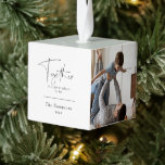 Together For Christmas Family Photo Cube Ornament<br><div class="desc">Simple and modern design with the words "Together is a great place to be" in an elegant script font.</div>