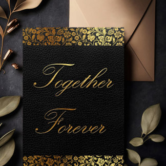 Together Forever Black and Gold Wedding Invitation