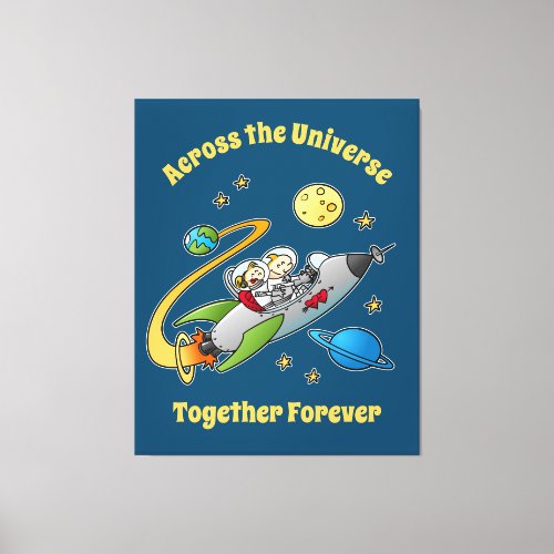 Together Forever Cosmic Love Journey Funny Cartoon Canvas Print